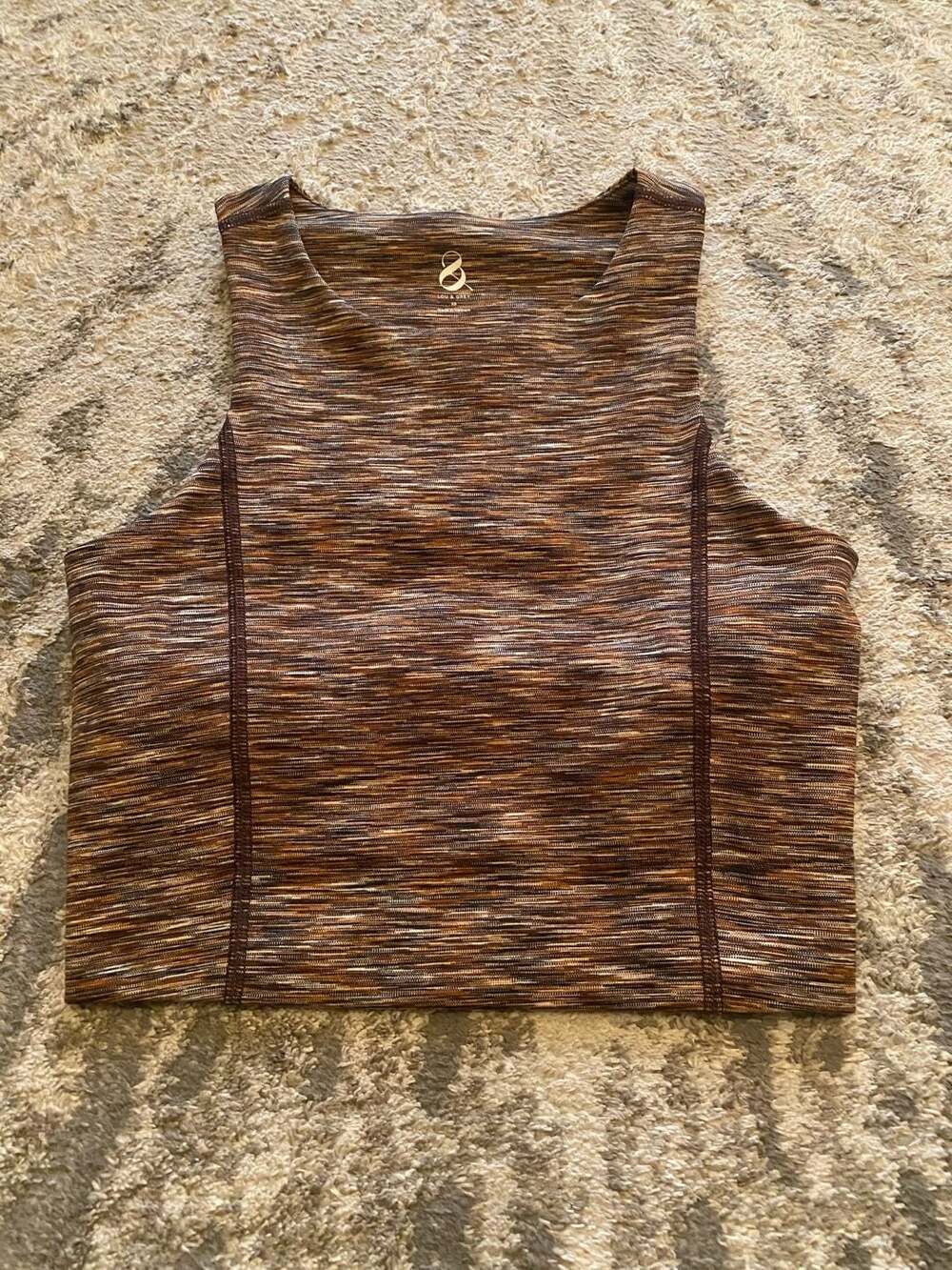Lou & Grey Space Dye Mock Neck Crop Tank Top Brown XS